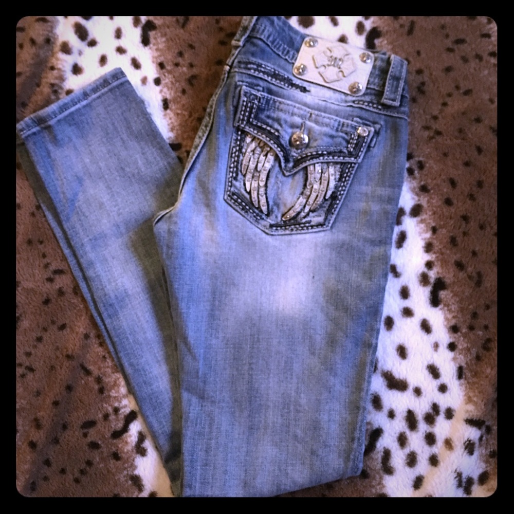 Miss Me Angel Wing Bling Skinny Jeans